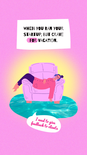 Modèle de visuel Funny Joke with Tired Woman in Chair - Instagram Story