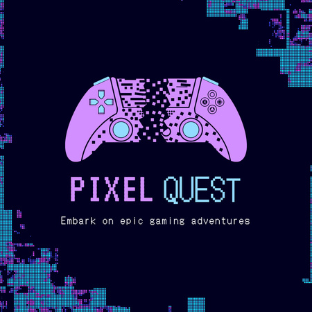 Modèle de visuel Promotion Pixel Quest digne de confiance avec console - Animated Logo