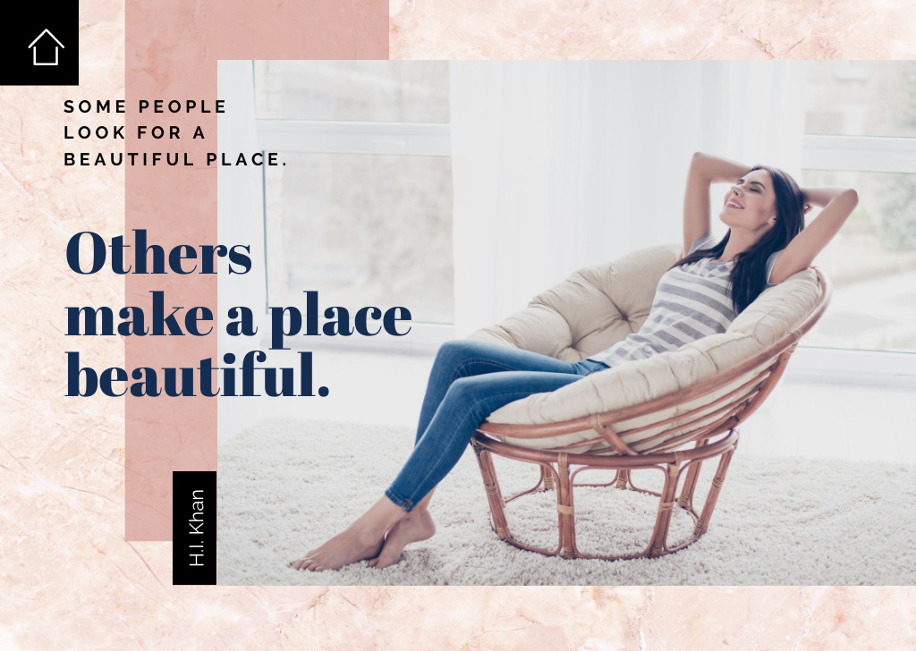 Designvorlage Woman relaxing in Soft Armchair für Postcard
