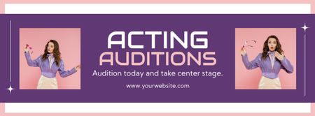 Modèle de visuel Annonce d'une audition d'acteur sur scène - Facebook cover