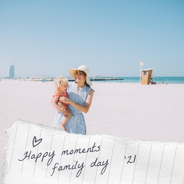 Family Day with Happy Mother holding Child Instagram Design Template