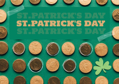 Happy St. Patrick's Day Greeting with Coins on Green