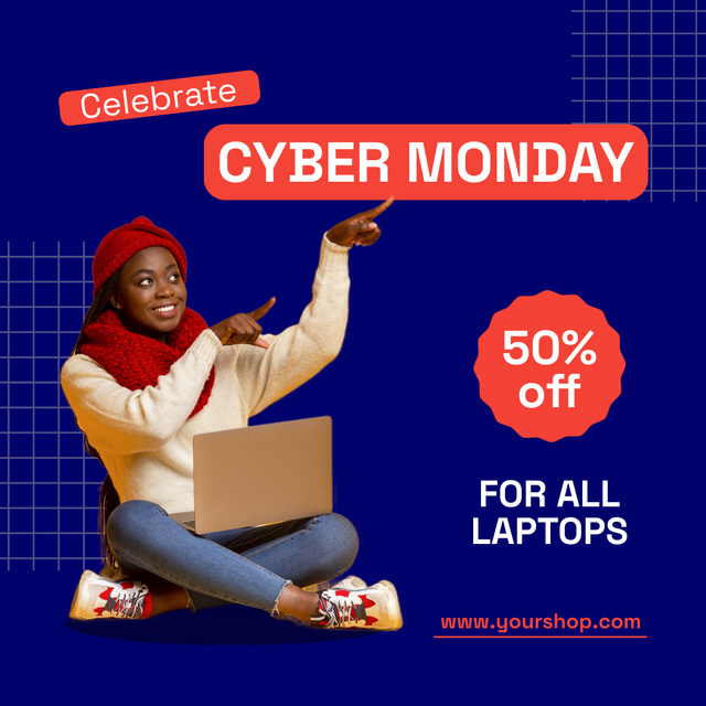 Cyber Monday Celebration with Offer of Big Discount Animated Postデザインテンプレート