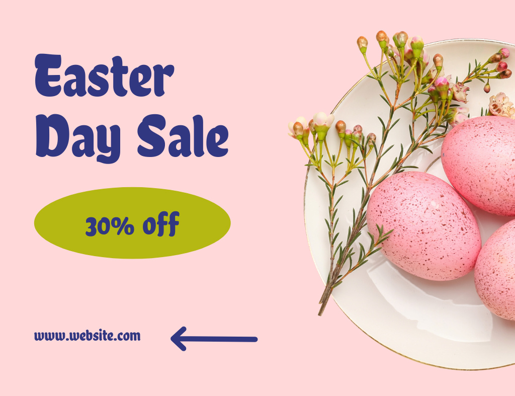 Easter Discount Offer with Eggs on Plate Thank You Card 5.5x4in Horizontalデザインテンプレート