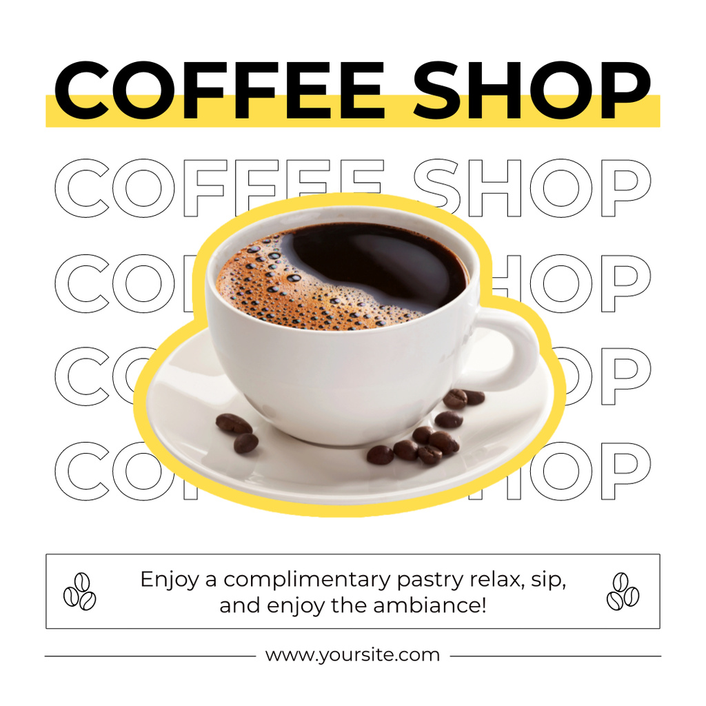 Rich Coffee With Foam In Shop Promotion Instagram AD Πρότυπο σχεδίασης
