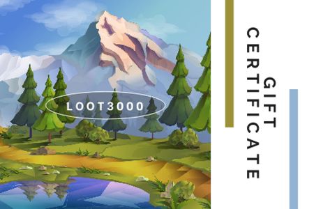 Illustration of Beautiful Mountain Landscape Gift Certificate – шаблон для дизайна