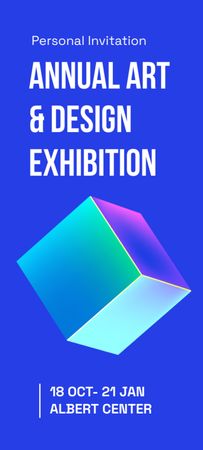 oznámení o výstavě umění a designu Invitation 9.5x21cm Šablona návrhu