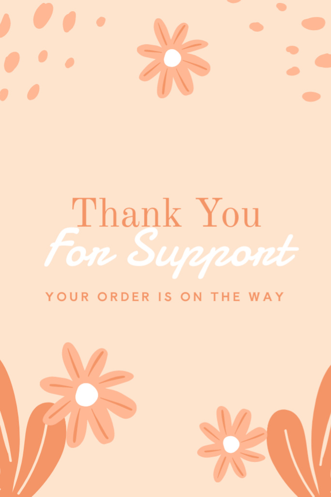 Thankful Phrase with Cute Flowers Postcard 4x6in Vertical Design Template