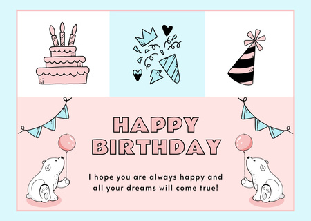 Happy Birthday Congratulations with Holiday Attributes Card Design Template