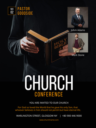 Template di design Evento conferenza in chiesa con sacerdote Poster US