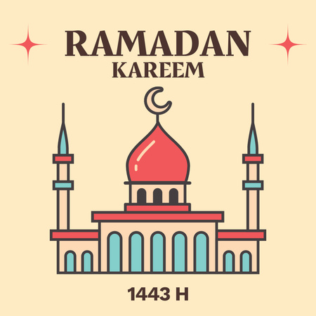 Svatý měsíc ramadánu blahopřejeme s ilustrací mešity Instagram Šablona návrhu