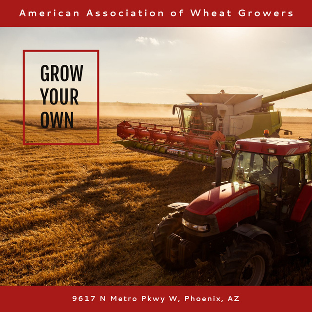 Tractors in Wheat field Instagram Design Template