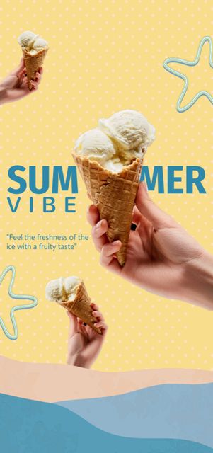 Ontwerpsjabloon van Flyer DIN Large van Delicious Ice Cream in Waffle Cone