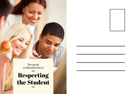 Happy Young students Postcard Design Template