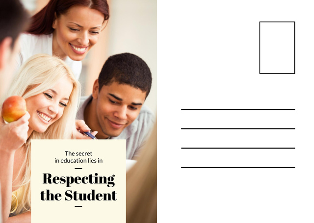 HappyStudents Taking Break Between Classes Postcard – шаблон для дизайна