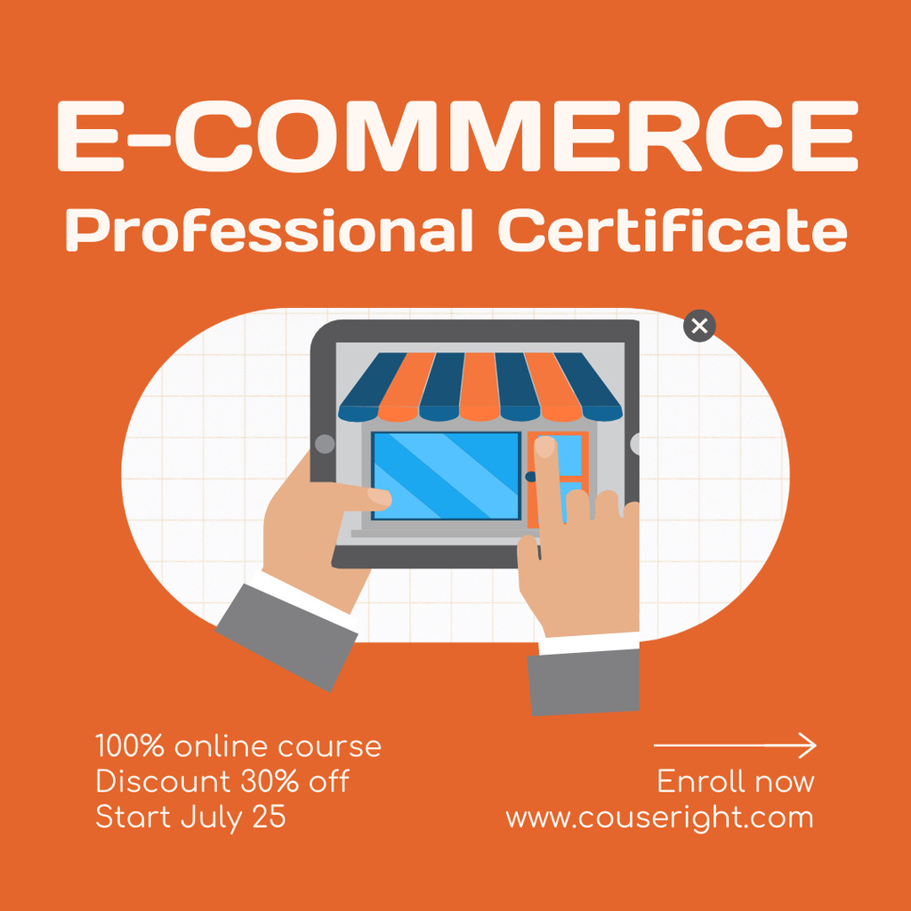 Discount on E-commerce Online Courses Instagramデザインテンプレート