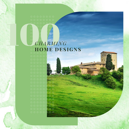 Template di design House in green country landscape Instagram