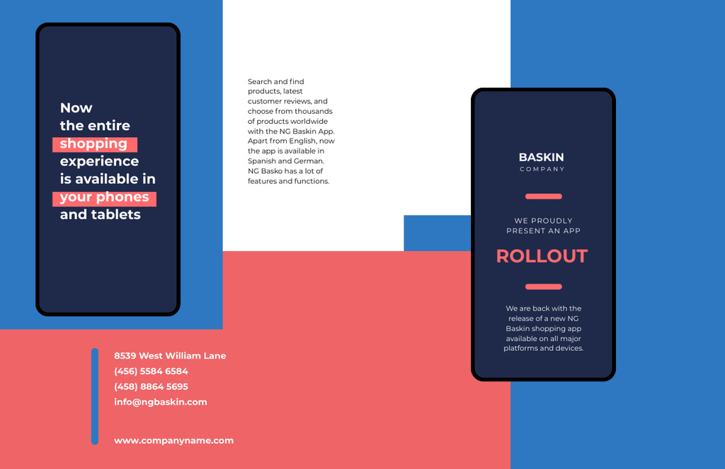 Business App on Gadget Screen Brochure 11x17in Bi-fold – шаблон для дизайна