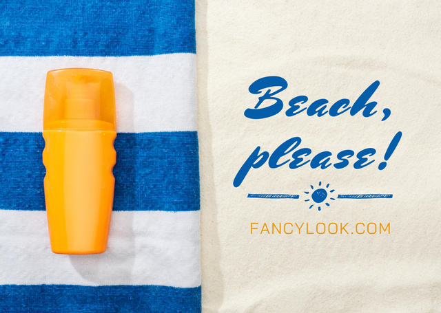 Ontwerpsjabloon van Card van Moisturizing Sunscreen Offer in Yellow Bottle