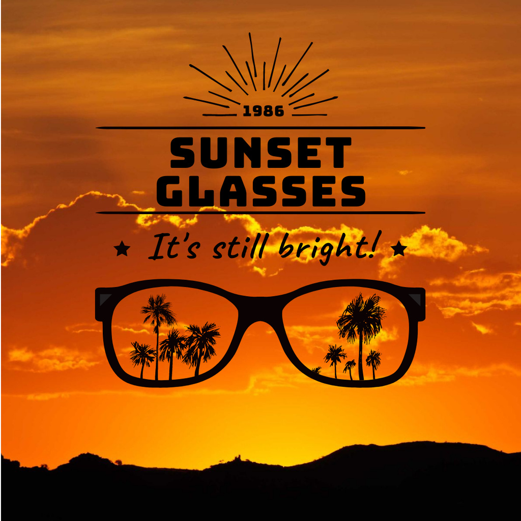 Platilla de diseño Sunglasses Promotion on sunset Instagram AD
