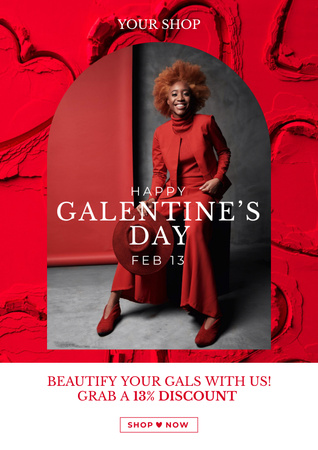 Fashion Ad on Galentine's Day Poster Design Template