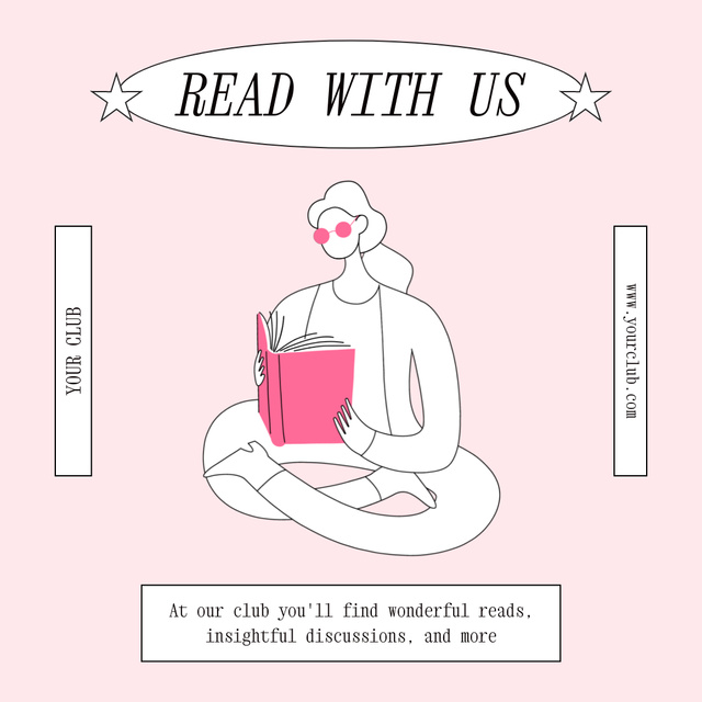 Woman Reading Book Animated Postデザインテンプレート