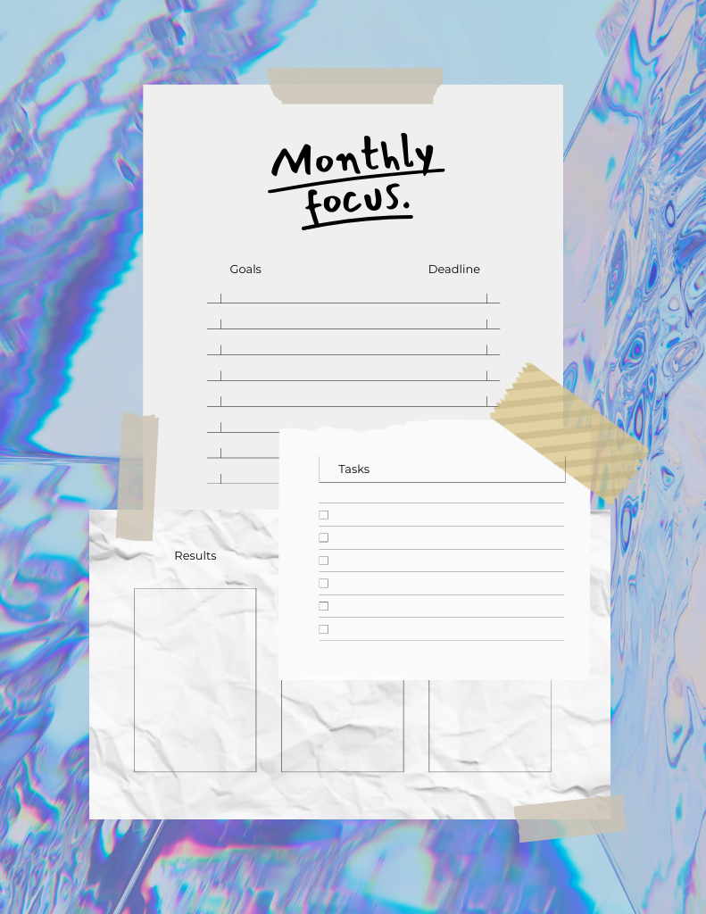Designvorlage Monthly Planning with Abstract Background für Notepad 8.5x11in