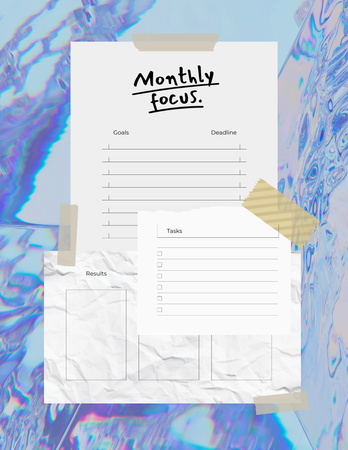 Designvorlage Monatliche Planung mit abstraktem Hintergrund für Notepad 8.5x11in
