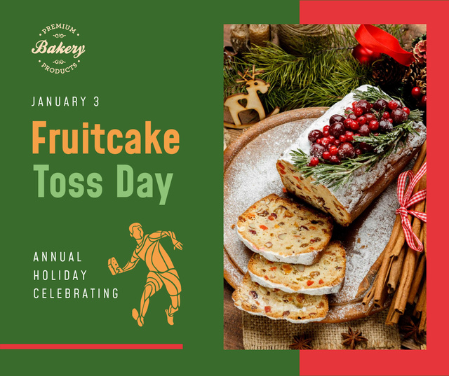 Sweet dessert for Fruitcake Toss Day Facebook 1430x1200px Design Template