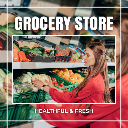 Supermarket With Vegetables In Boxes Offer Instagram Design Template