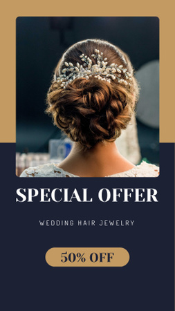 Wedding Jewelry Offer Bride with Braided Hair Instagram Story Design Template