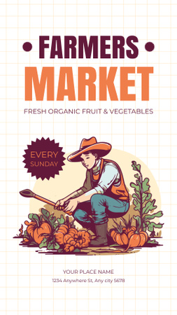 Platilla de diseño Illustration of Farmer in Pumpkin Field Instagram Story