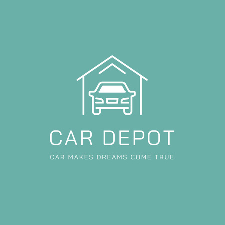Car Depot Advertisement with Car in Garage Logoデザインテンプレート