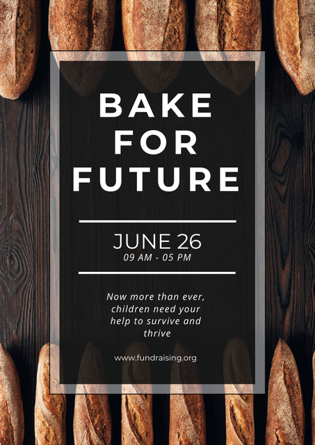 Charity Bakery Sale with Fresh Bread Poster A3 Tasarım Şablonu