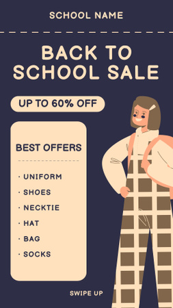 Sale of School Uniforms and Accessories on Blue Instagram Story Design Template