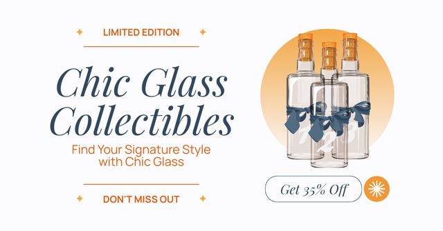 Glassware Collection Promo with Bottles Facebook AD Modelo de Design