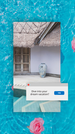 Travel Inspiration with Flowers in Pool Water Instagram Story Design Template