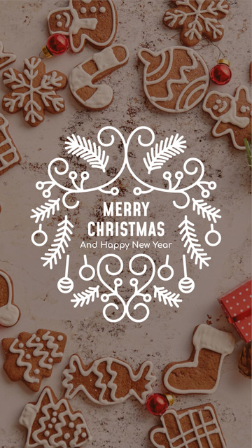 Christmas Greeting Gingerbread Cookies Instagram Video Story Design Template