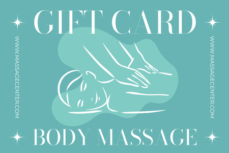 Body Massage Treatment Offer with Woman on Blue Gift Certificate Design Template