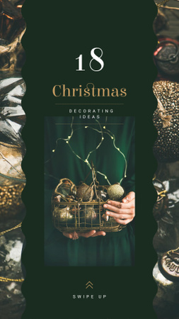 Designvorlage Hands holding Christmas baubles für Instagram Story