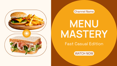 Ad of Food Menu with Burger and Sandwich Youtube Thumbnail Design Template