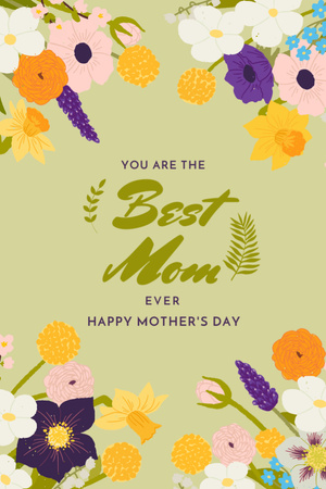 Plantilla de diseño de Love-filled Mother's Day Regards In Flowers Frame Postcard 4x6in Vertical 