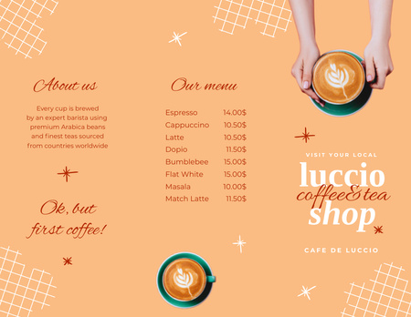 Coffee and Tea Shop Promotion Brochure 8.5x11in Z-fold Design Template