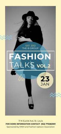 Fashion Talks Announcement with Stylish Woman Flyer 3.75x8.25in Design Template