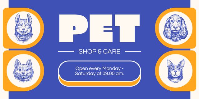 Versatile Pet Shop And Care Twitterデザインテンプレート