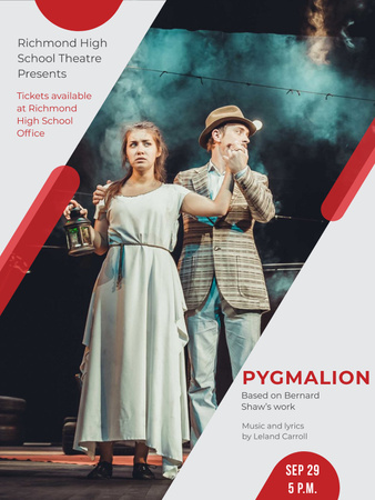 Theater Invitation Actors in Pygmalion Performance Poster US Πρότυπο σχεδίασης