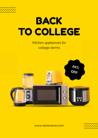 Discounted Kitchen Appliances for College Dorms In Yellow Postcard 5x7in Vertical Design Template