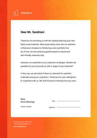Supply Manager Official Response Letterhead Design Template