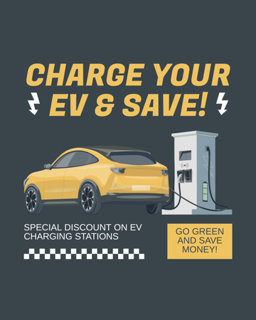 Special Discount Offer on EV Charging Station Instagram Post Vertical Design Template