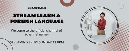 Designvorlage Learn a Foreign Language Here für Twitch Profile Banner